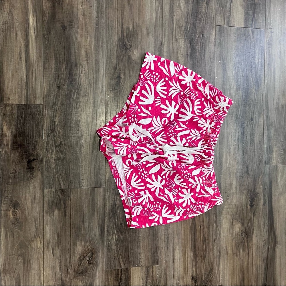 Hot Pink Tropical Drawstring Shorts - Picture 2 of 5